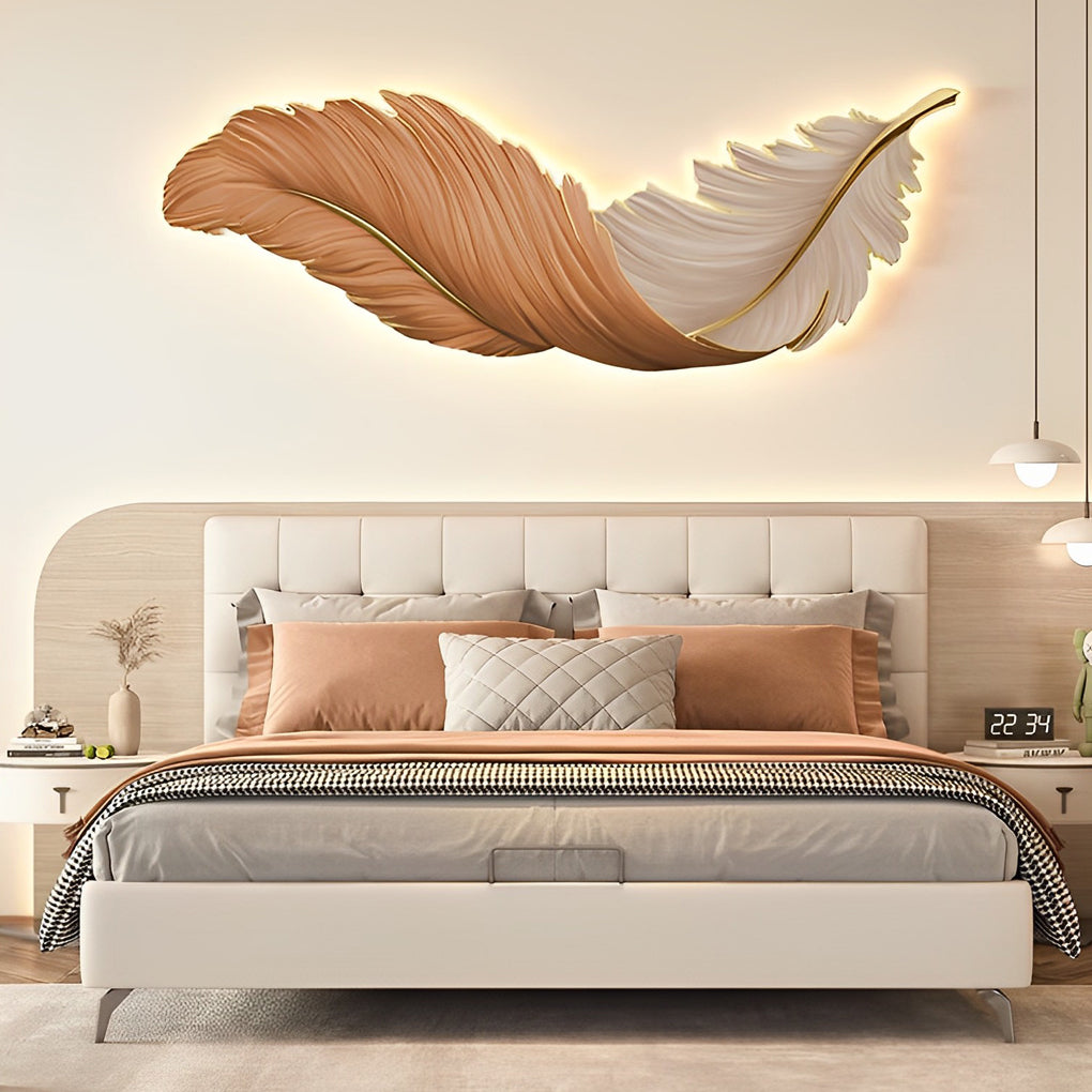 Modern White Feather LED Wall Lamp for Luxury Living Room Decor