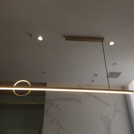 Copper Minimalist LED Chandelier with Circle Design for Modern Living Room