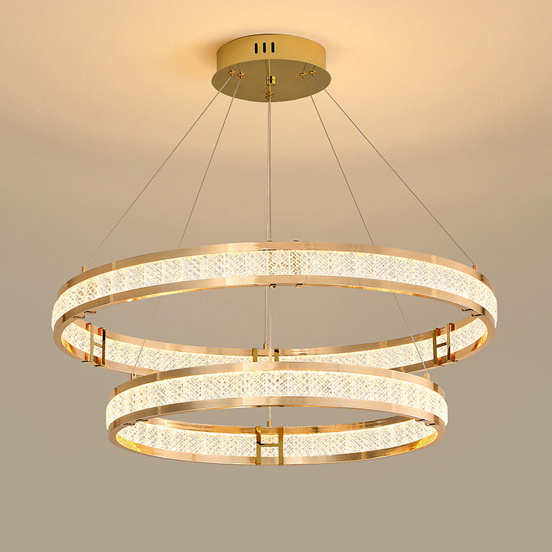 Modern Silver Aluminum Crystal Circle LED Chandelier for Dining Room