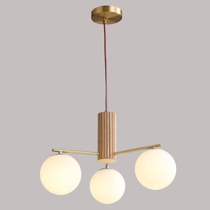 Contemporary Copper Glass Sphere Chandelier for Dining Room or Living Room