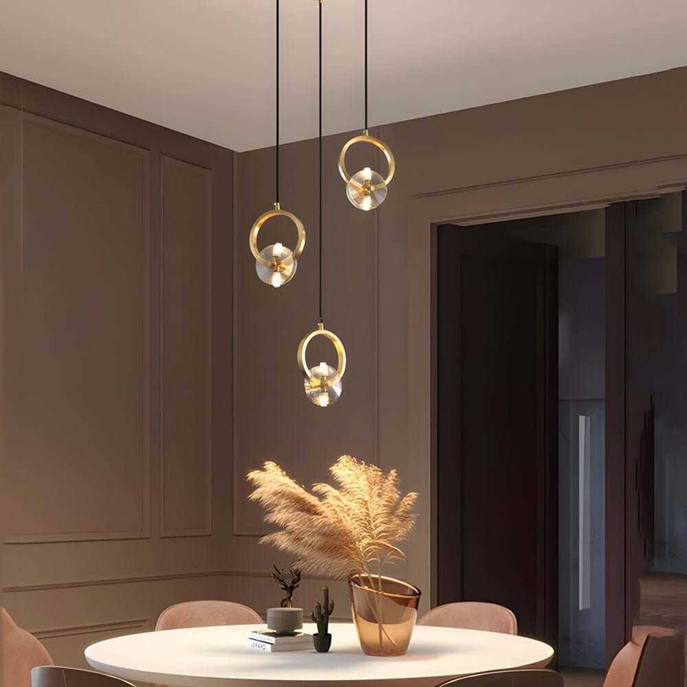 Elegant Copper Crystal LED Pendant Light for Modern Dining & Living Rooms