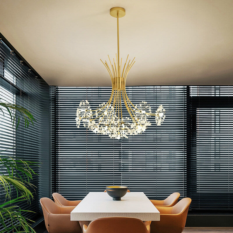 Elegant Crystal Dandelion Chandelier Light Fixture for Dining Room