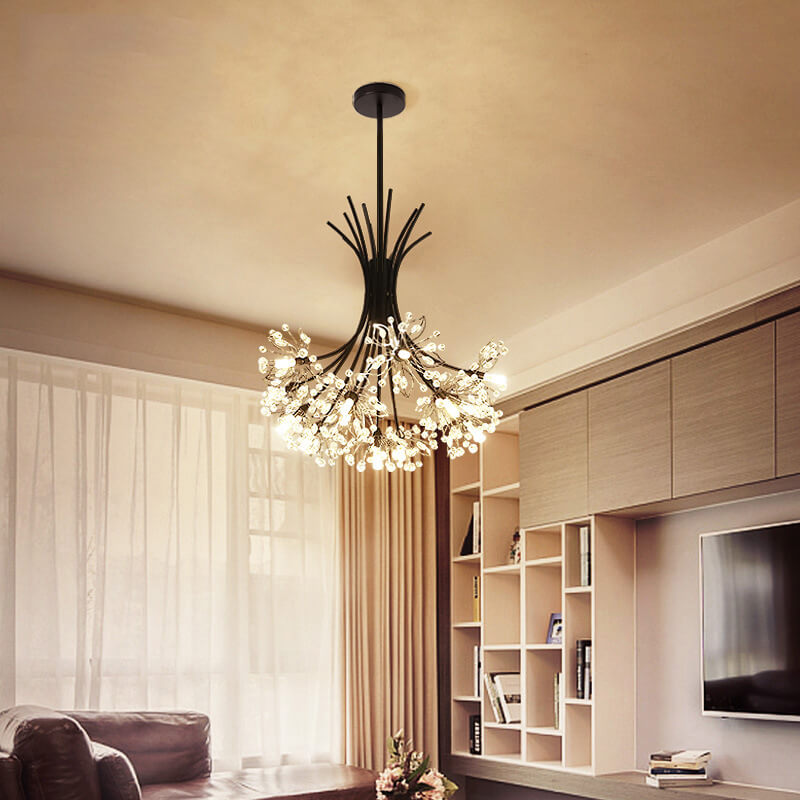 Elegant Crystal Dandelion Chandelier Light Fixture for Dining Room