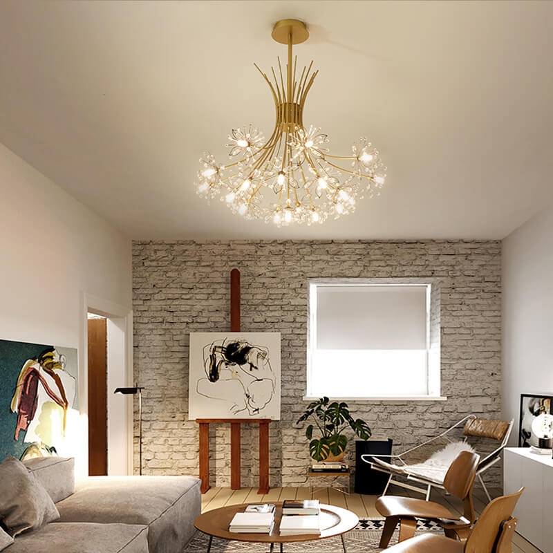 Elegant Crystal Dandelion Chandelier Light Fixture for Dining Room