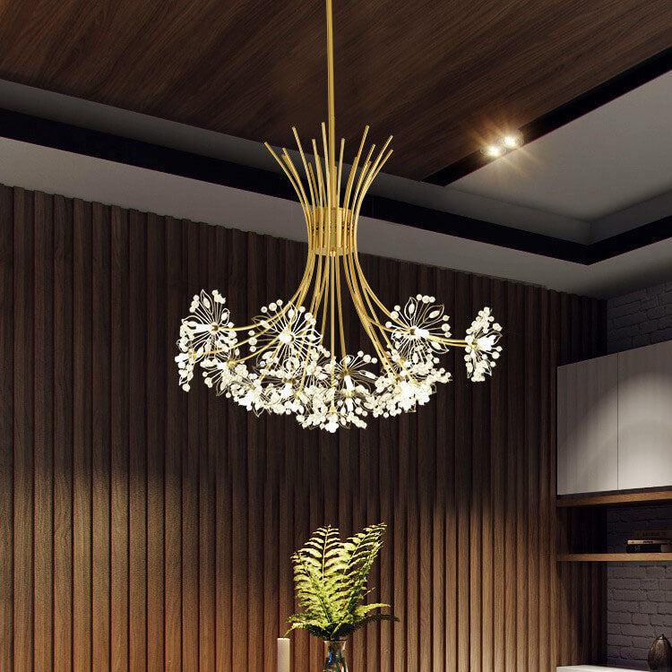 Elegant Crystal Dandelion Chandelier Light Fixture for Dining Room