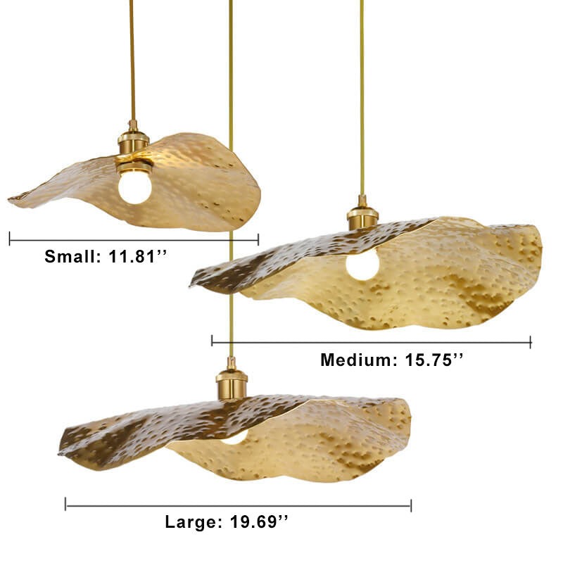 Elegant Golden Bronze Lotus Leaf Pendant Light for Modern Living Spaces