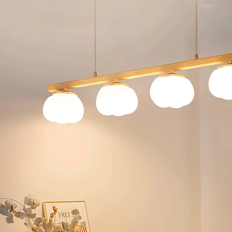 Rustic Japanese Wood Grain 4-Light Chandelier for Living Room & Island