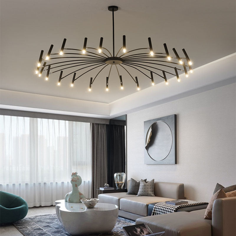 Modern Round Radioactive Iron Aluminum Chandelier for Living Room Lighting