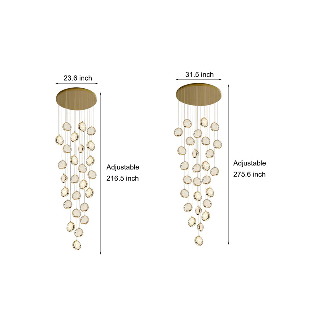 Adjustable Modern Crystal Cluster Chandelier for Luxury Staircase Lighting