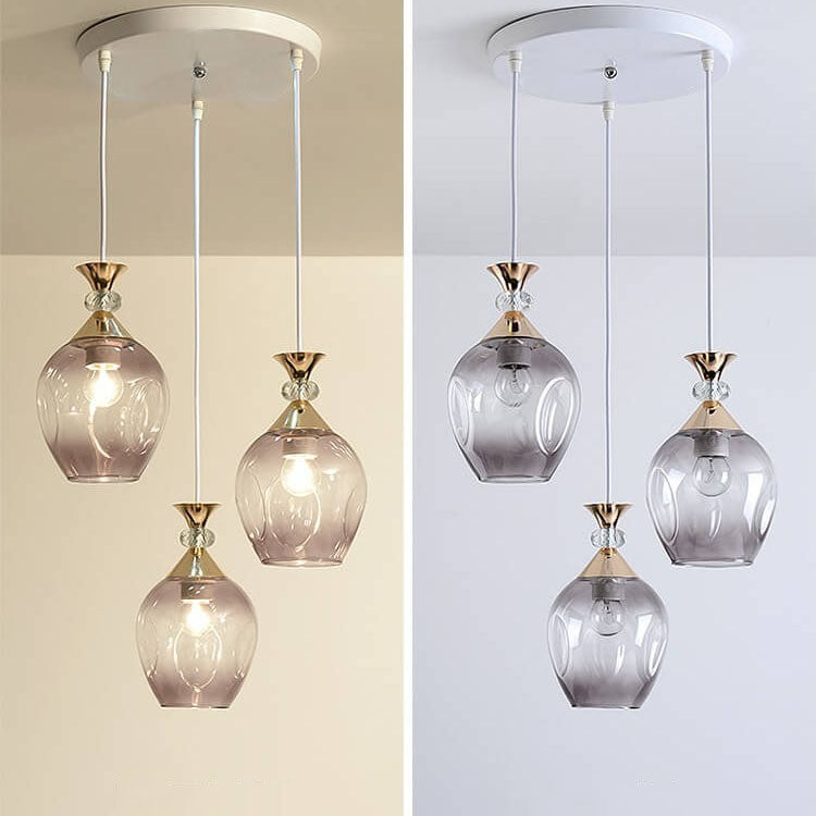 Nordic Gradient Glass Orb 1/3 Light Chandelier for Modern Living Room
