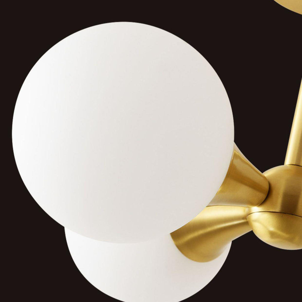 Stylish Mid-Century Modern 4-Light Gold Glass Globe Chandelier for Living Room