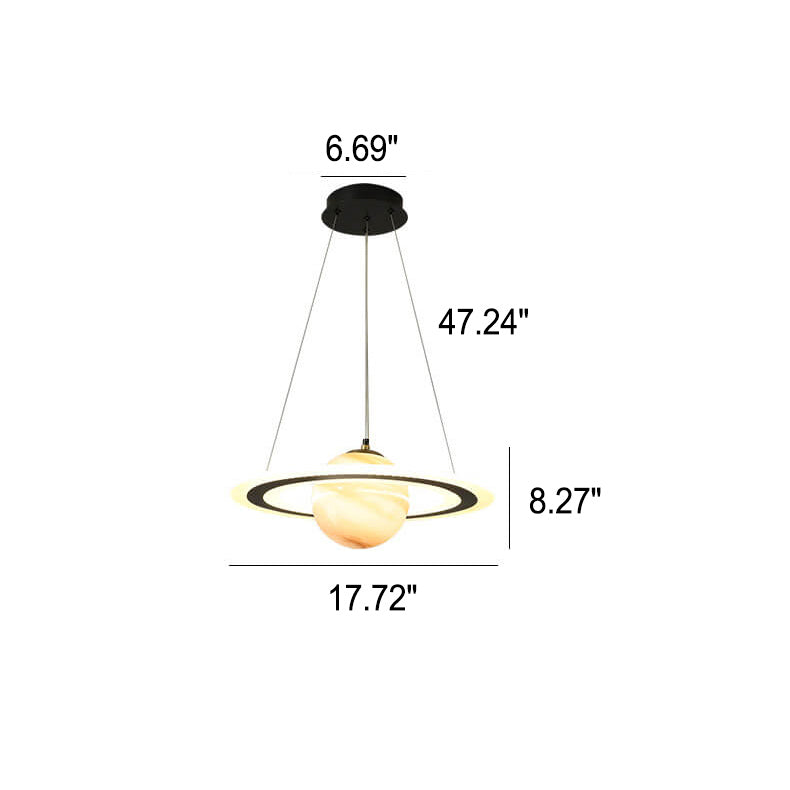 Contemporary Kids Planet Circle LED Chandelier for Playroom or Bedroom