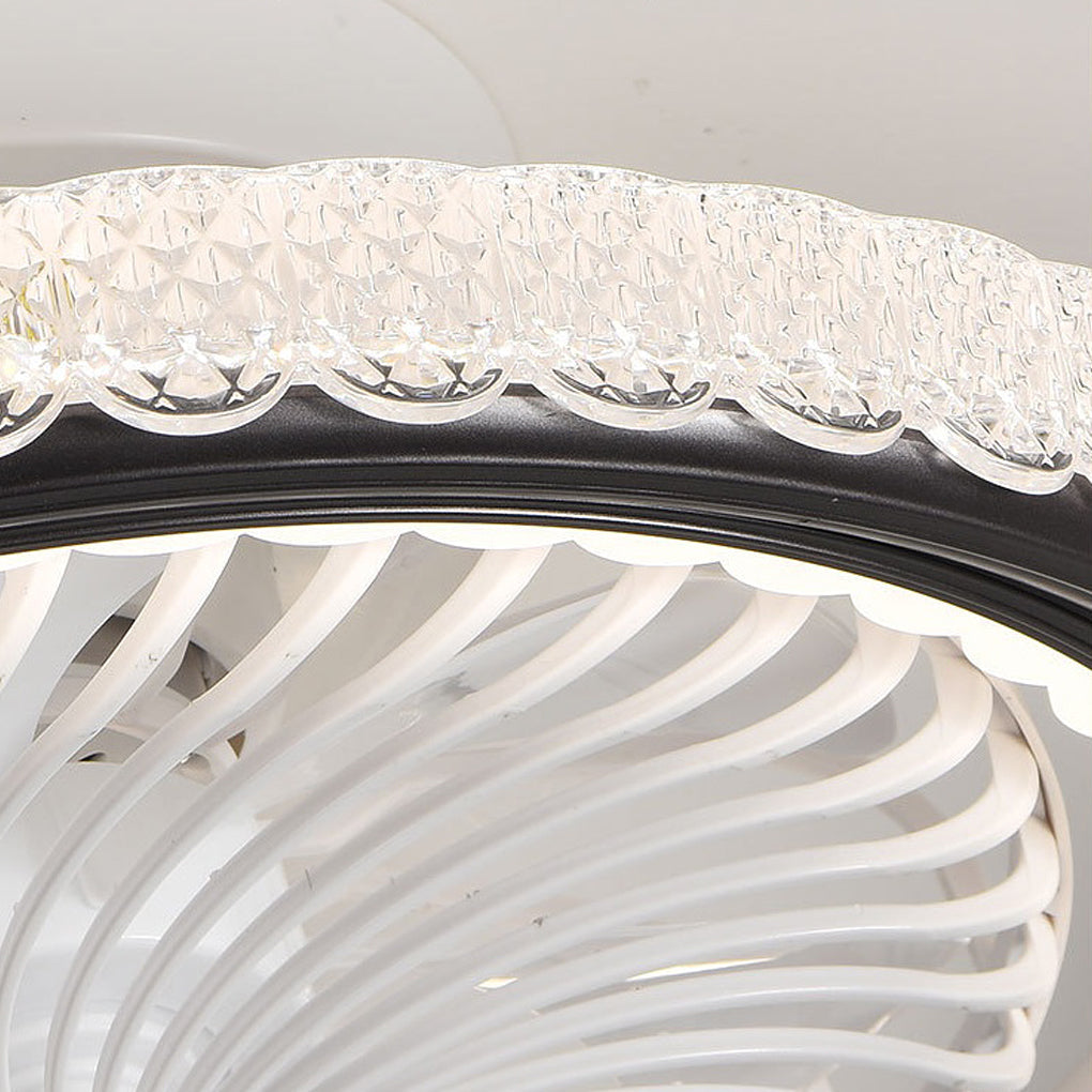 Stylish Bladeless LED Ceiling Fan with Round Mute Timing, 3-Step Dimming