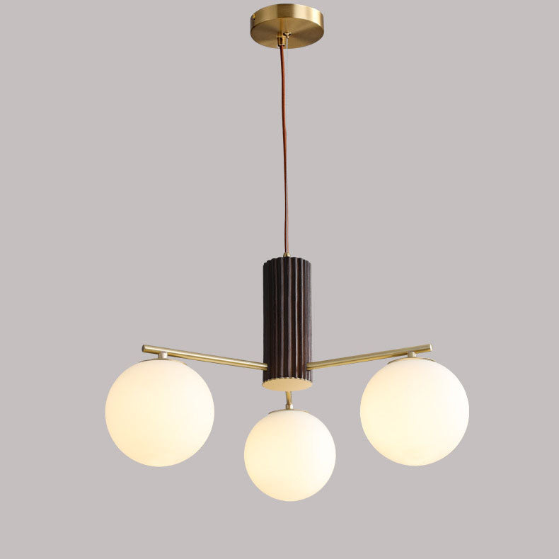 Contemporary Copper Glass Sphere Chandelier for Dining Room or Living Room