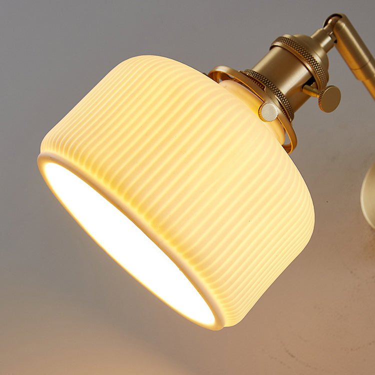 Contemporary White Striped Ceramic Wall Sconce Lamp for Entryway Decor