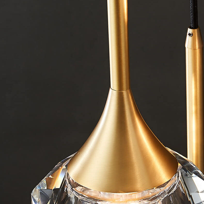 Elegant Brass Crystal Island Chandelier for Dining Room & Kitchen