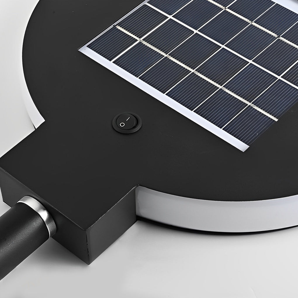 Contemporary Black Circular Solar LED Garden Light for Outdoor Spaces