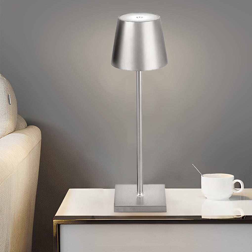 Stylish Aluminum Portable Rechargeable Touch-Control Table Lamp - Grey