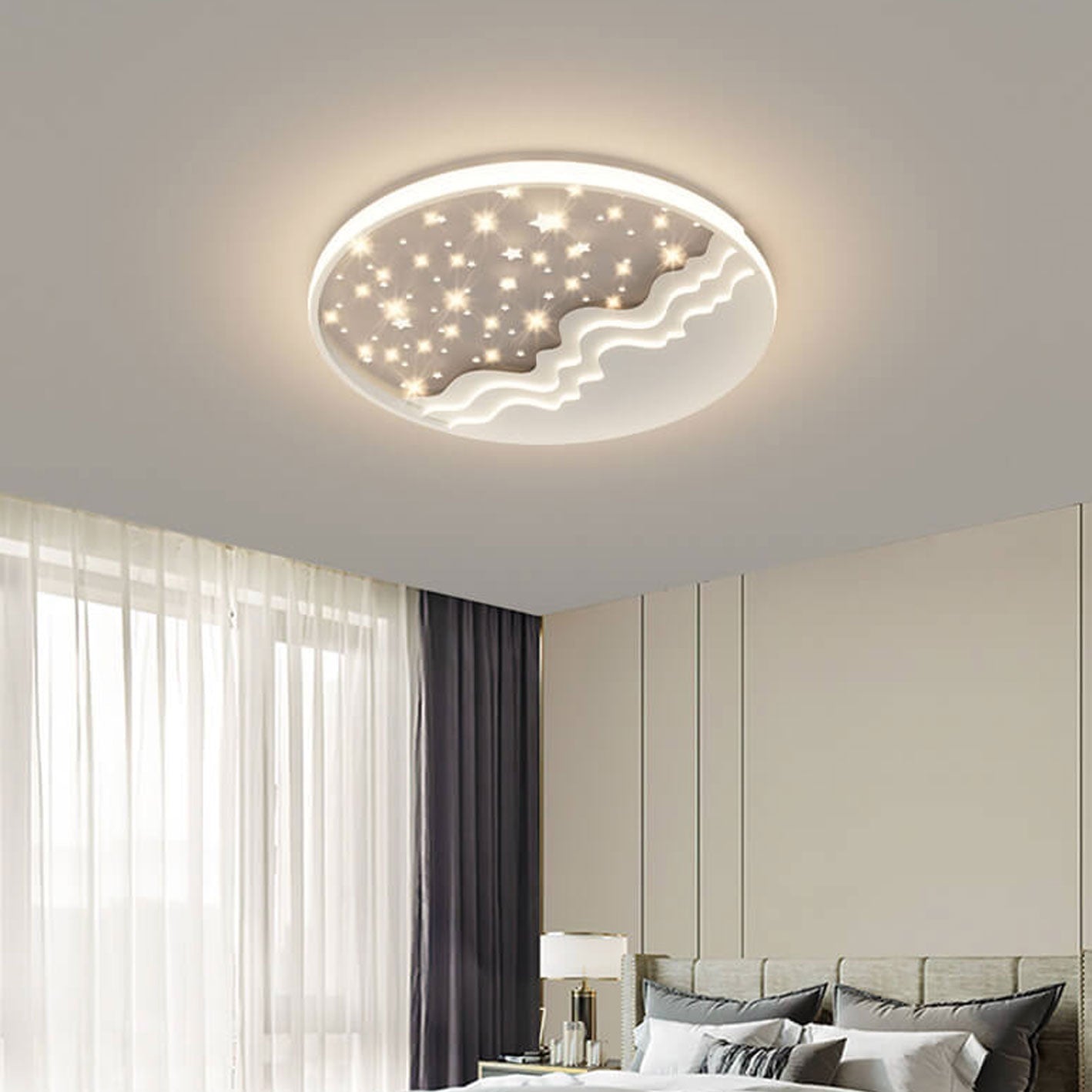Nordic Style Round Aluminum LED Flush Mount Ceiling Light for Bedroom