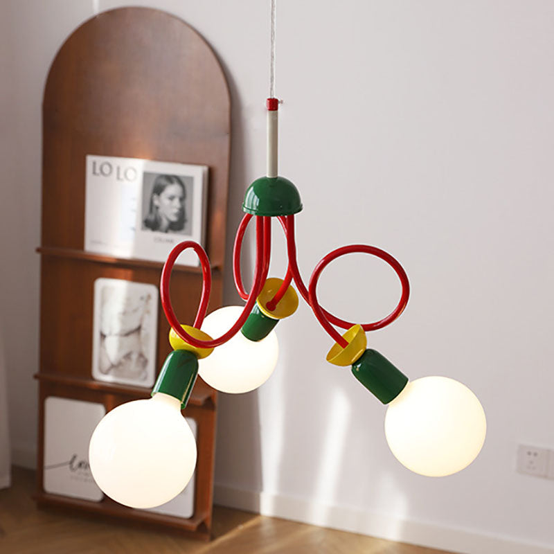 Scandinavian Black Orb Glass Chandelier, 2/3/5 Lights for Bedroom