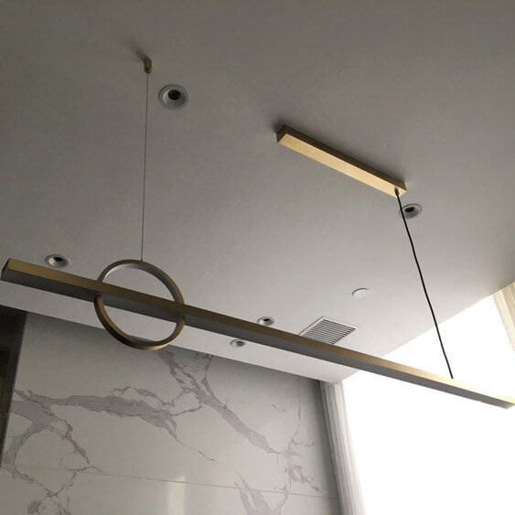 Copper Minimalist LED Chandelier with Circle Design for Modern Living Room
