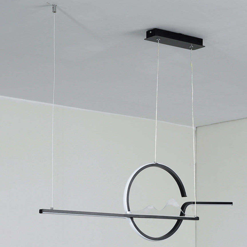 Contemporary Black LED Chandelier Pendant Light for Dining Room & Foyer