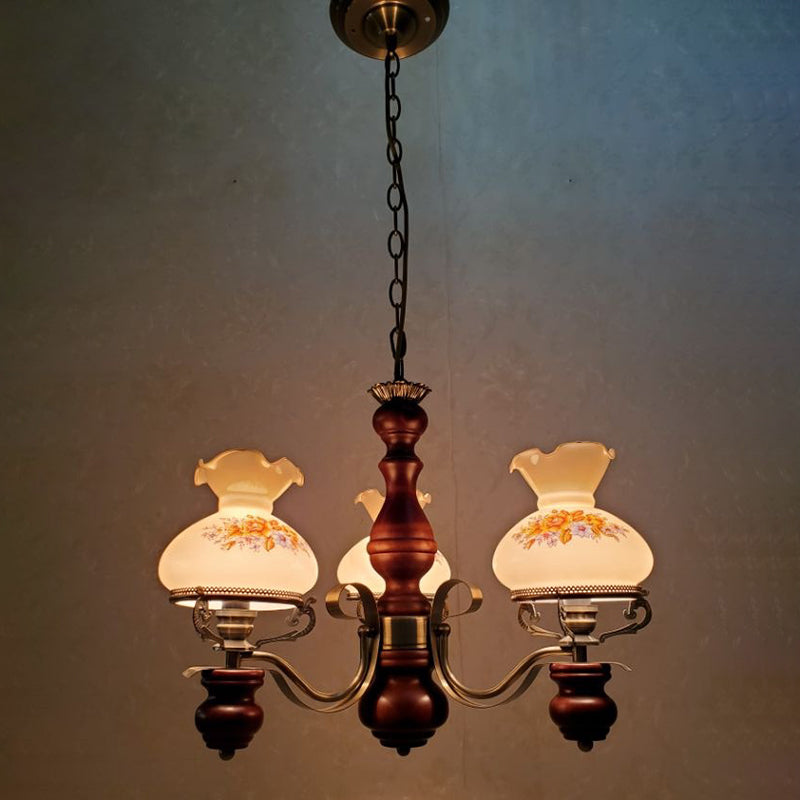 Rustic Iron and Wood 3-Light Candelabra Chandelier for Living Room