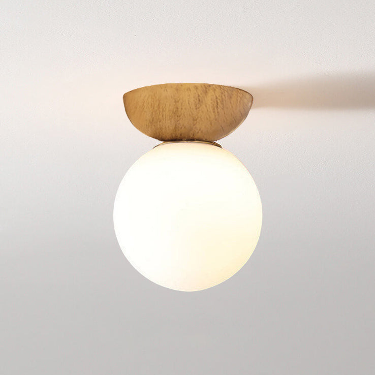 Contemporary Glass Iron Orb Semi-Flush Mount Light for Living Room