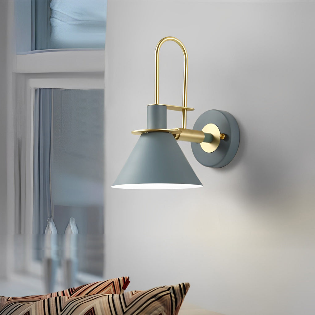 Modern Black Iron Horn-Shaped Wall Sconce for Living Room Decor