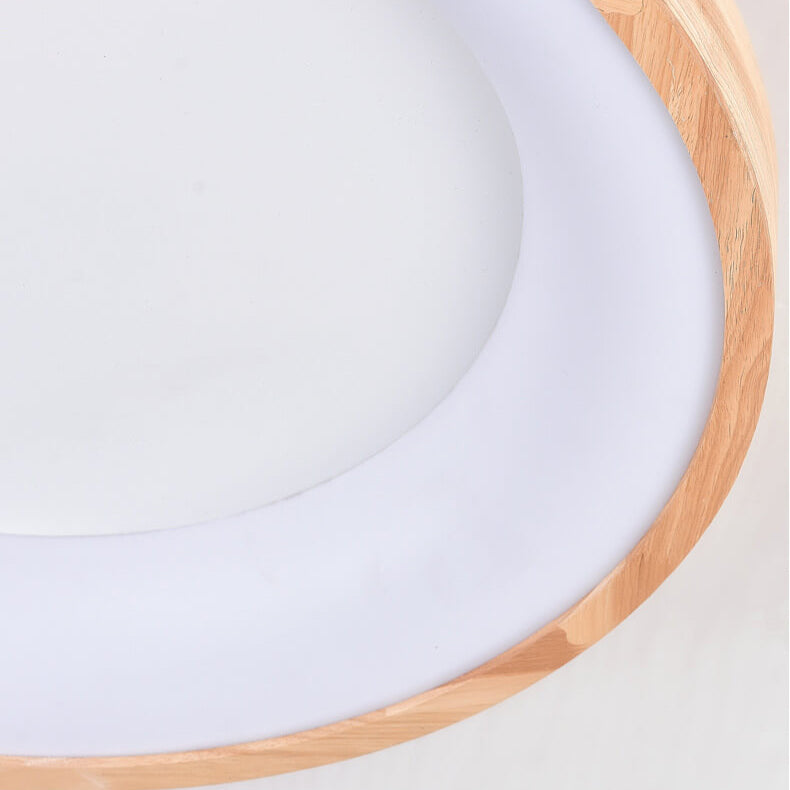 Scandinavian Style Natural Wood LED Flush Mount Ceiling Light for Hallway