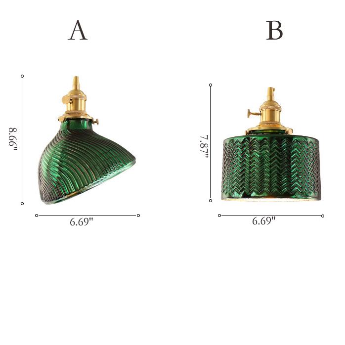 Vintage Green Brass Glass Chandelier Pendant Light for Kitchen Island