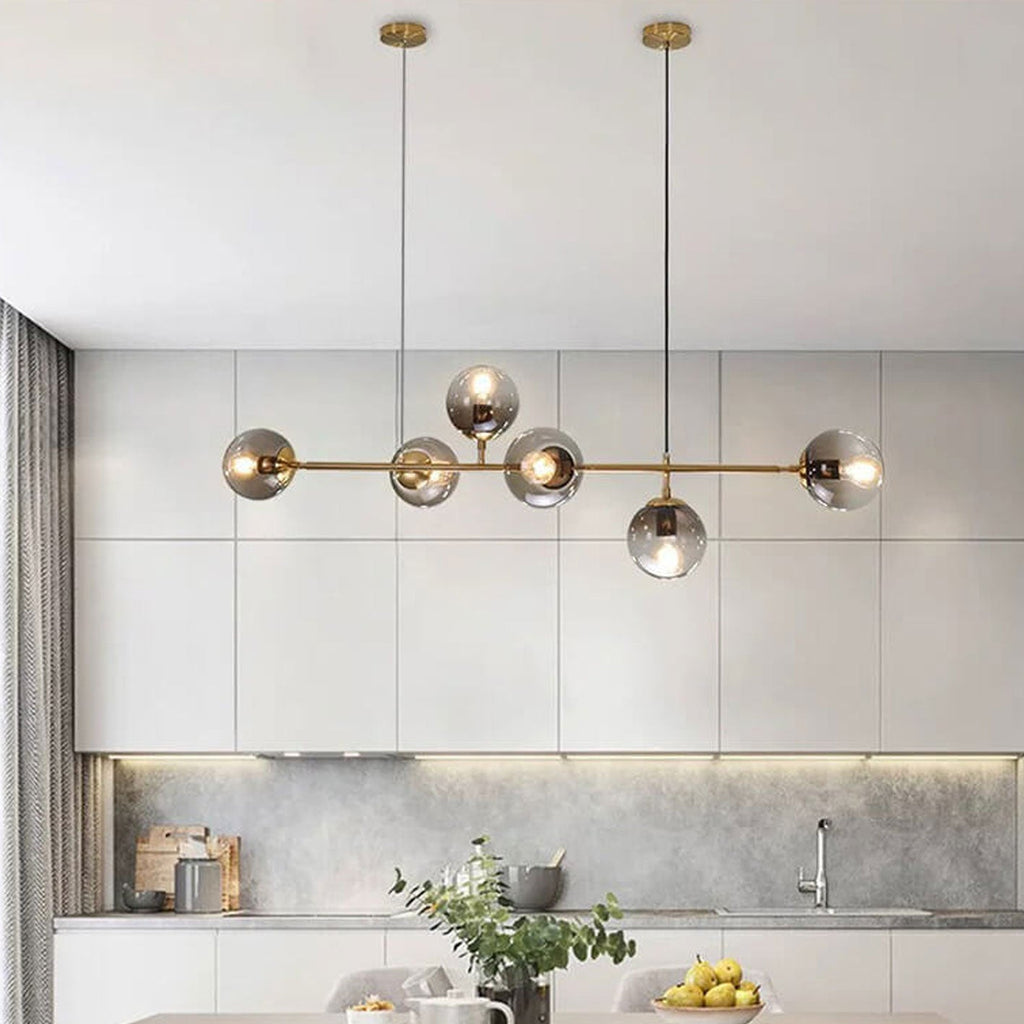 Elegant Modern Minimalist 6-Light Glass Globe Chandelier for Dining Room