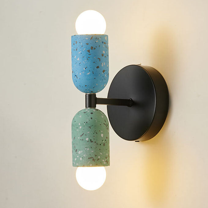 Modern Wabi-Sabi Iron & Cement 2-Light Wall Sconce for Living Room