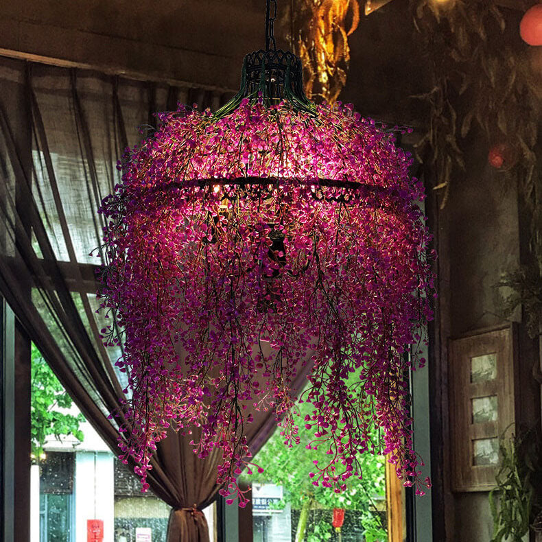 Elegant Green Leaf 3-Light Metal Chandelier for Dining & Living Room