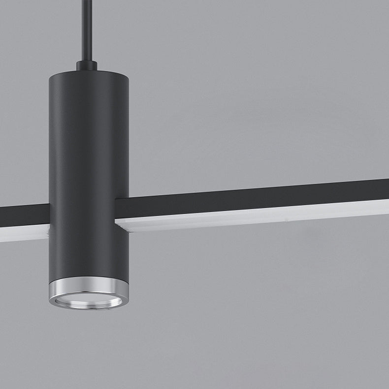 Sleek Black Geometric LED Chandelier Island Light for Dining Room Decor