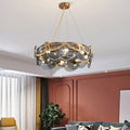 Modern Gold Finish Glass Cloud Texture Chandelier for Living Room 8/10 Lights