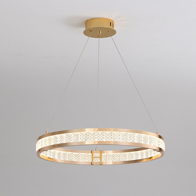 Modern Silver Aluminum Crystal Circle LED Chandelier for Dining Room