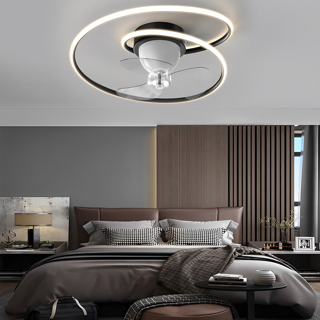 Modern White LED Ceiling Fan Light with 360° Rotation & Dimming