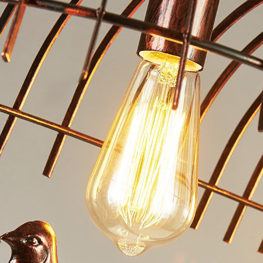 Vintage-Inspired Black Iron 4-Light Bird Cage Chandelier for Dining Room
