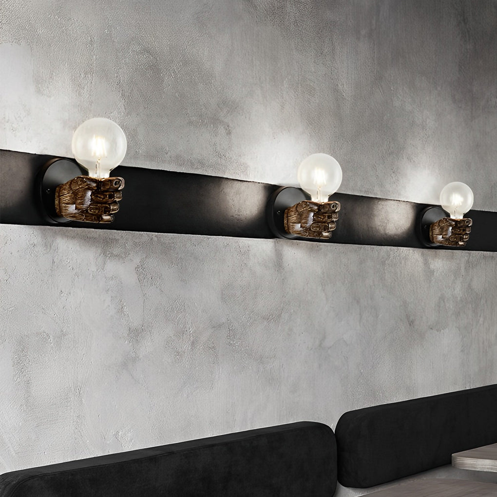 Retro Industrial Resin Hand Fist Wall Sconce Light Fixture for Home Decor