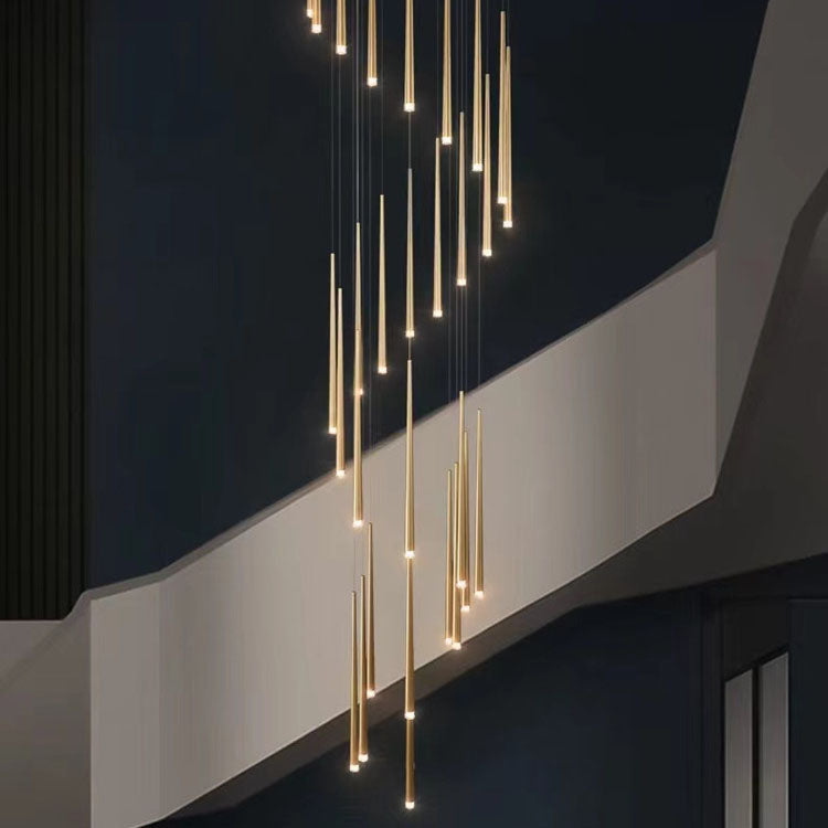 Sleek Black Tapered Tube Acrylic LED Chandelier for Kitchen Island Lighting