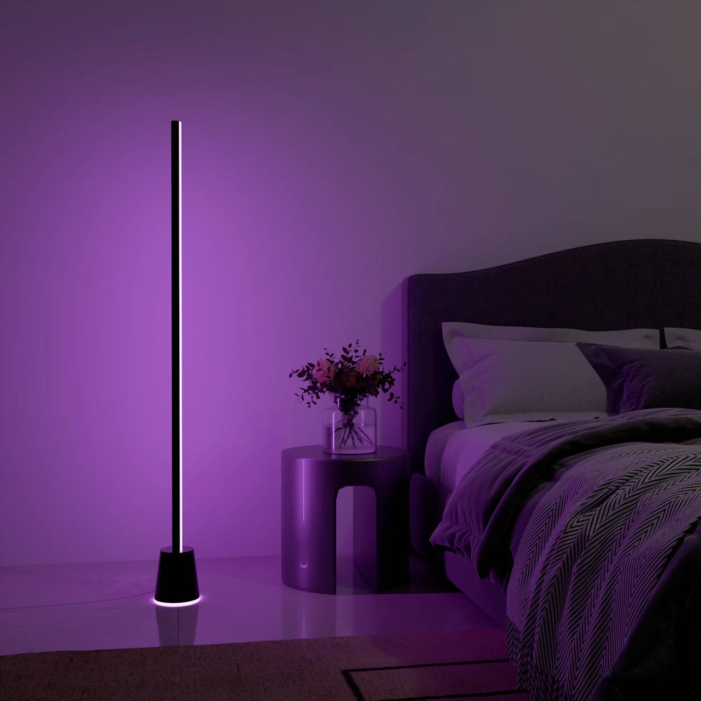 Modern White LED Floor Lamp with Adjustable Arm for Living Room Decor