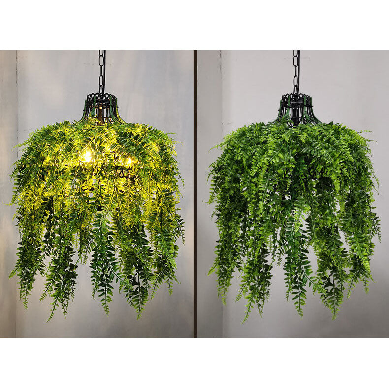 Elegant Green Leaf 3-Light Metal Chandelier for Dining & Living Room