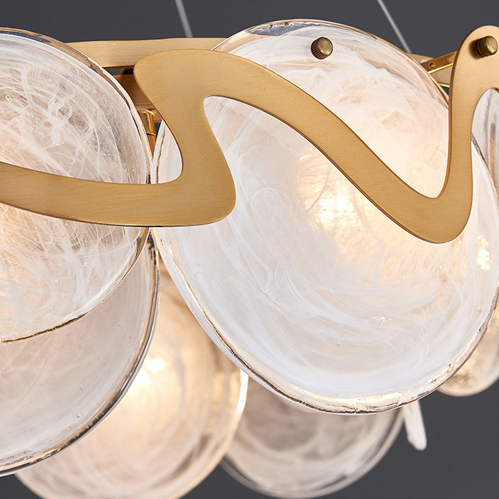 Modern Gold Finish Glass Cloud Texture Chandelier for Living Room 8/10 Lights