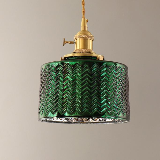 Vintage Green Brass Glass Chandelier Pendant Light for Kitchen Island