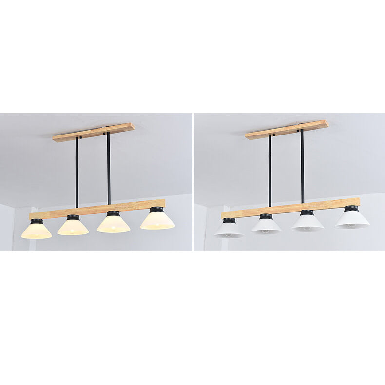 Nordic Pine Wood Cone Pendant Chandelier for Kitchen Island Lighting