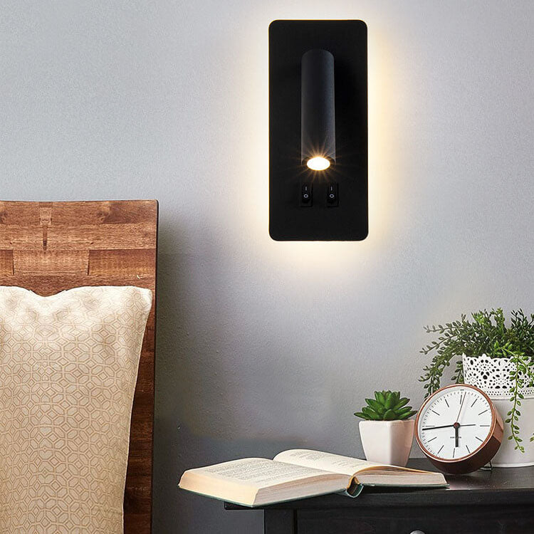 Rustic Black Iron Rotatable LED Square Wall Sconce for Living Room & Bedroom