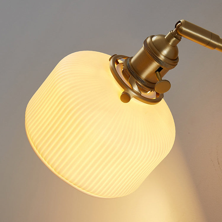 Contemporary White Striped Ceramic Wall Sconce Lamp for Entryway Decor