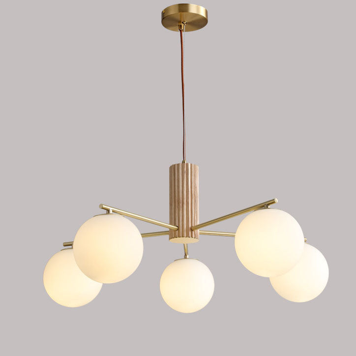 Contemporary Copper Glass Sphere Chandelier for Dining Room or Living Room
