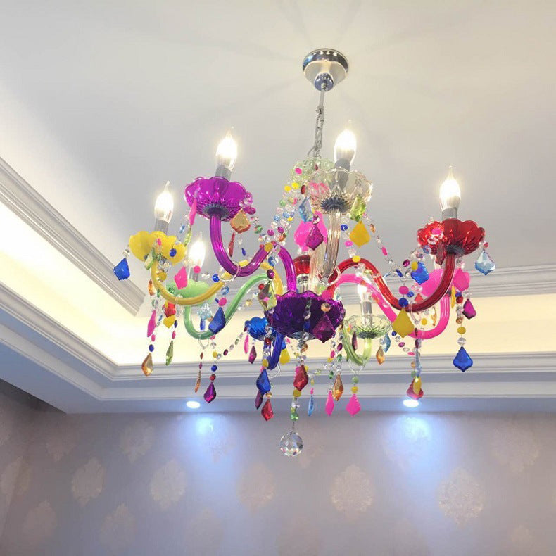 Elegant European Glass Crystal Candle Chandelier for Living Room Décor